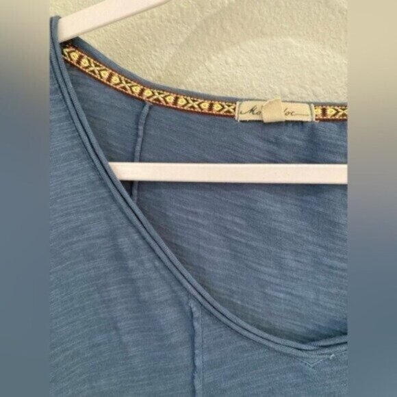 Mod-o-doc Boho Asymmetrical Long Blue Top Casual Lagenlook Relaxed Tunic Top - Picture 3 of 6